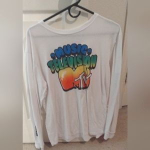 A long sleeve white MTV shirt